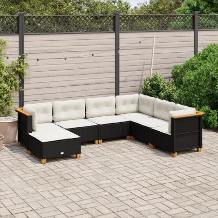 Set de sofás de jardín 7 pzas con cojines ratán sintético negro de , Conjuntos de jardín - Ref: Foro24-3261935, Precio: 473,5...