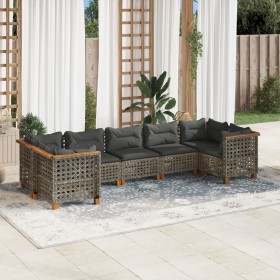 Set de sofás de jardín 7 pzas con cojines ratán sintético gris de , Conjuntos de jardín - Ref: Foro24-3261975, Precio: 618,47...