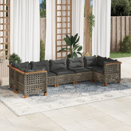 Set de sofás de jardín 7 pzas con cojines ratán sintético gris de , Conjuntos de jardín - Ref: Foro24-3261975, Precio: 618,47...