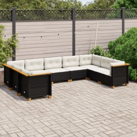 Set de sofás de jardín 8 piezas y cojines ratán sintético negro de , Conjuntos de jardín - Ref: Foro24-3261977, Precio: 609,4...