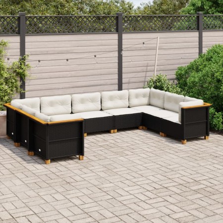 Set de sofás de jardín 8 piezas y cojines ratán sintético negro de , Conjuntos de jardín - Ref: Foro24-3261977, Precio: 609,4...