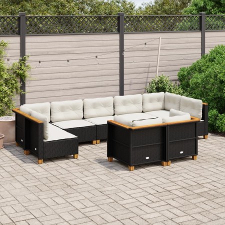 Set de sofás de jardín 8 piezas y cojines ratán sintético negro de , Conjuntos de jardín - Ref: Foro24-3261989, Precio: 609,4...