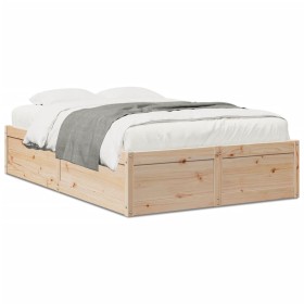 Estructura de cama madera maciza de pino 120x200 cm de , Camas y somieres - Ref: Foro24-3282378, Precio: 193,31 €, Descuento: %