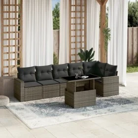 Set de sofás de jardín 7 pzas con cojines ratán sintético gris de , Conjuntos de jardín - Ref: Foro24-3267290, Precio: 457,88...