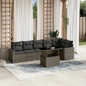 Set de sofás de jardín 7 pzas con cojines ratán sintético gris de , Conjuntos de jardín - Ref: Foro24-3267290, Precio: 464,49...