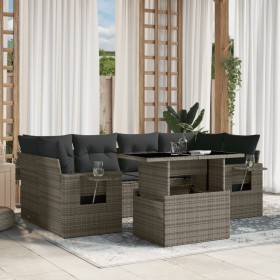 Set de sofás de jardín 7 pzas con cojines ratán sintético gris de , Conjuntos de jardín - Ref: Foro24-3267760, Precio: 479,40...
