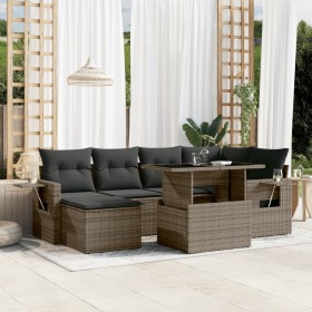 Set de sofás de jardín 7 pzas con cojines ratán sintético gris de , Conjuntos de jardín - Ref: Foro24-3268050, Precio: 459,17...