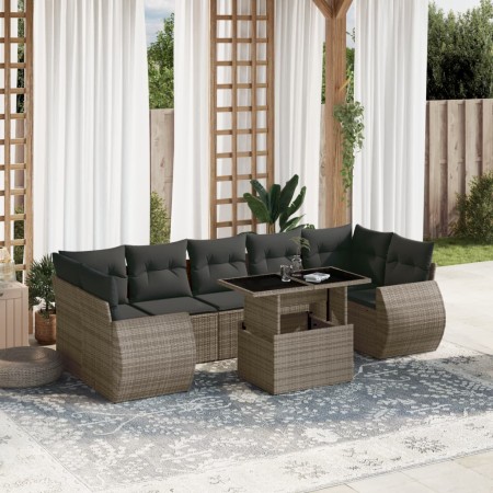 Set de sofás de jardín y cojines 8 piezas ratán sintético gris de , Conjuntos de jardín - Ref: Foro24-3268410, Precio: 563,46...