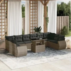 Set de sofás de jardín 11 pzas y cojines ratán sintético gris by , Garden sets - Ref: Foro24-3268780, Price: 765,17 €, Discou...
