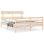 Estructura de cama de matrimonio con cabecero madera maciza de vidaXL, Camas y somieres - Ref: Foro24-3195096, Precio: 143,74...