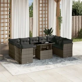 Set de sofás de jardín 10 pzas con cojines ratán sintético gris de , Conjuntos de jardín - Ref: Foro24-3266820, Precio: 619,0...