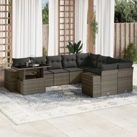 Set de sofás de jardín 10 pzas con cojines ratán sintético gris de , Conjuntos de jardín - Ref: Foro24-3269400, Precio: 654,1...