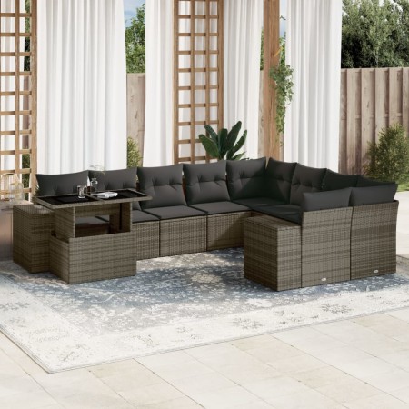 Set de sofás de jardín 10 pzas con cojines ratán sintético gris de , Conjuntos de jardín - Ref: Foro24-3269400, Precio: 654,1...