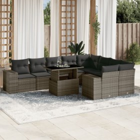 Set de sofás de jardín 10 pzas con cojines ratán sintético gris de , Conjuntos de jardín - Ref: Foro24-3269390, Precio: 654,1...