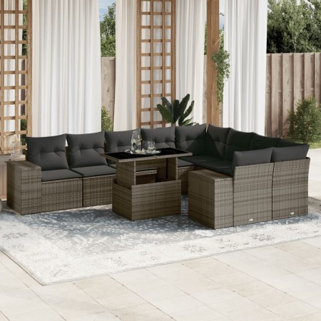 Set de sofás de jardín 10 pzas con cojines ratán sintético gris de , Conjuntos de jardín - Ref: Foro24-3269390, Precio: 654,1...