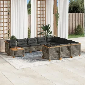 Gartensofagarnitur 11-teilig mit grauen Polstern aus synthetischem Rattan von , Gartensets - Ref: Foro24-3262059, Preis: 933,...
