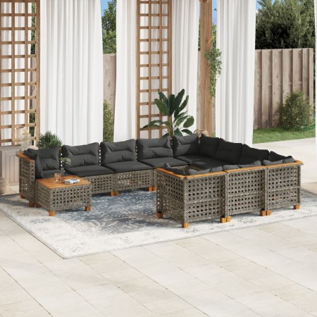 Set de sofás de jardín 11 pzas y cojines ratán sintético gris de , Conjuntos de jardín - Ref: Foro24-3262059, Precio: 898,00 ...