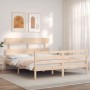 Estructura de cama de matrimonio con cabecero madera maciza de vidaXL, Camas y somieres - Ref: Foro24-3195096, Precio: 143,74...