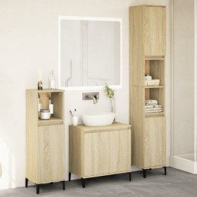 Set de muebles de baño 3 pzas madera contrachapada roble Sonoma de , Muebles de baño - Ref: Foro24-3282655, Precio: 184,05 €,...