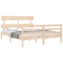 Estructura de cama de matrimonio con cabecero madera maciza de vidaXL, Camas y somieres - Ref: Foro24-3195096, Precio: 143,74...