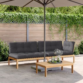 Set de sofás de palets de jardín y cojines 3 pzas madera acacia de , Sofás de exterior - Ref: Foro24-3209319, Precio: 501,18 ...