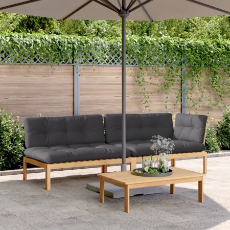 Set de sofás de palets de jardín y cojines 3 pzas madera acacia de , Sofás de exterior - Ref: Foro24-3209319, Precio: 501,18 ...