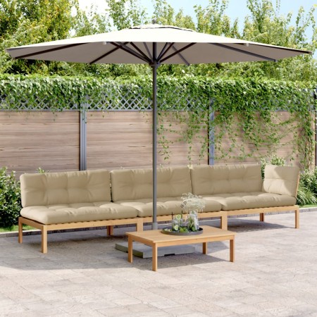 Set de sofás de palets de jardín y cojines 4 pzas madera acacia de , Sofás de exterior - Ref: Foro24-3209327, Precio: 629,24 ...