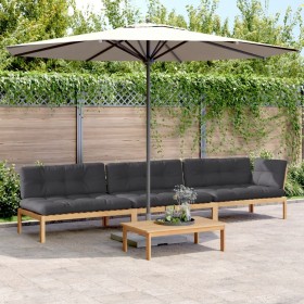 Set de sofás de palets de jardín y cojines 4 pzas madera acacia de , Sofás de exterior - Ref: Foro24-3209325, Precio: 677,19 ...