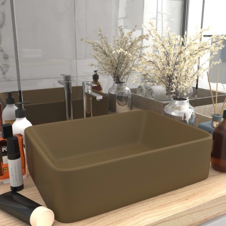 Lavabo de lujo de cerámica crema mate 41x30x12 cm de vidaXL, Lavabos - Ref: Foro24-147051, Precio: 49,88 €, Descuento: %