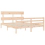Estructura de cama de matrimonio con cabecero madera maciza de vidaXL, Camas y somieres - Ref: Foro24-3195096, Precio: 143,74...
