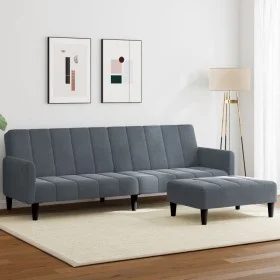 Sofá cama de 2 plazas con taburete terciopelo gris oscuro de , Sofás - Ref: Foro24-3258099, Precio: 334,01 €, Descuento: %