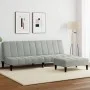 Sofá cama de 2 plazas con taburete terciopelo gris claro de , Sofás - Ref: Foro24-3258092, Precio: 305,10 €, Descuento: %
