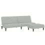 Sofá cama de 2 plazas con taburete terciopelo gris claro de , Sofás - Ref: Foro24-3258092, Precio: 305,10 €, Descuento: %