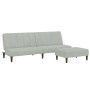 Sofá cama de 2 plazas con taburete terciopelo gris claro de , Sofás - Ref: Foro24-3258092, Precio: 293,55 €, Descuento: %