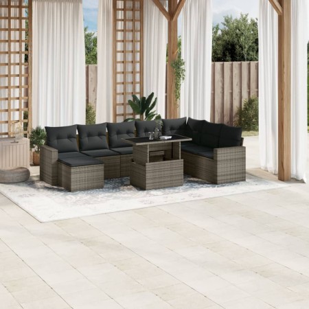 Set de muebles de jardín 9 pzas y cojines ratán sintético gris de , Conjuntos de jardín - Ref: Foro24-3267470, Precio: 564,76...
