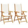 Sillas de jardín 2 uds madera maciza acacia y tela crema blanco de , Sillas de jardín - Ref: Foro24-367657, Precio: 154,52 €,...