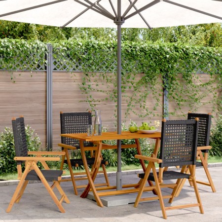 Sillas de jardín reclinables 4 uds ratán PE madera maciza negro de , Sillas de jardín - Ref: Foro24-3214520, Precio: 307,26 €...