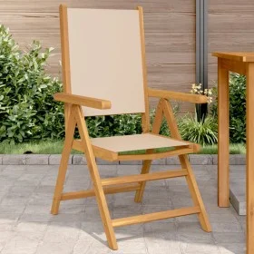 Sillas de jardín 2 uds madera maciza acacia y tela beige by , Garden chairs - Ref: Foro24-367660, Price: 151,42 €, Discount: %