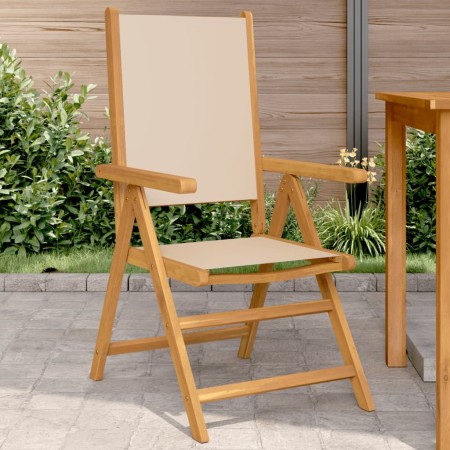 Sillas de jardín 2 uds madera maciza acacia y tela beige de , Sillas de jardín - Ref: Foro24-367660, Precio: 154,34 €, Descue...