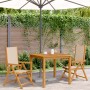 Sillas de jardín 2 uds madera maciza acacia y tela beige de , Sillas de jardín - Ref: Foro24-367660, Precio: 154,34 €, Descue...