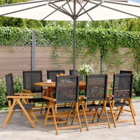 Sillas de jardín reclinables 8 uds ratán PE madera maciza negro de , Sillas de jardín - Ref: Foro24-3214522, Precio: 592,86 €...