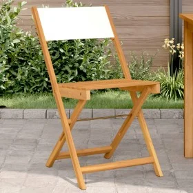 Sillas de bistró 2 uds madera maciza acacia y tela crema blanco de , Sillas de jardín - Ref: Foro24-367681, Precio: 81,12 €, ...