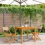 Sillas de bistró 2 uds madera maciza acacia y tela gris taupe de , Sillas de jardín - Ref: Foro24-367683, Precio: 85,70 €, De...