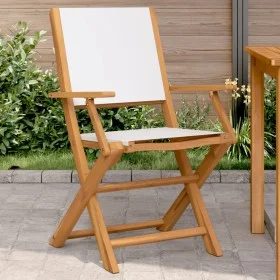 Sillas de jardín 2 uds madera maciza acacia y tela crema blanco de , Sillas de jardín - Ref: Foro24-367669, Precio: 113,49 €,...