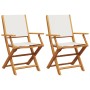 Sillas de jardín 2 uds madera maciza acacia y tela crema blanco de , Sillas de jardín - Ref: Foro24-367669, Precio: 115,34 €,...