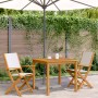 Sillas de jardín 2 uds madera maciza acacia y tela crema blanco de , Sillas de jardín - Ref: Foro24-367669, Precio: 115,34 €,...