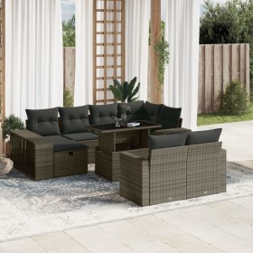 Set de sofás de jardín 11 pzas y cojines ratán sintético gris de , Conjuntos de jardín - Ref: Foro24-3276506, Precio: 637,89 ...