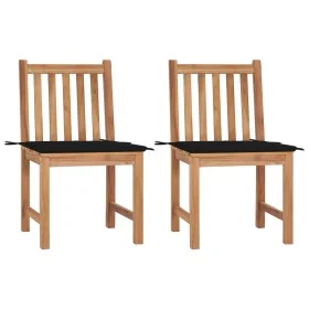 Sillas de jardín 2 unidades madera maciza de teca con cojines de , Sillas de jardín - Ref: Foro24-3062923, Precio: 234,79 €, ...