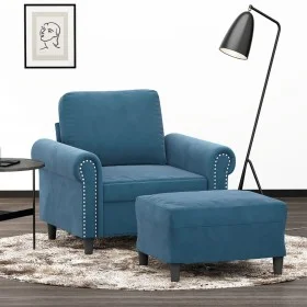 Sillón con taburete terciopelo azul 60 cm de , Sofás - Ref: Foro24-3201214, Precio: 204,82 €, Descuento: %