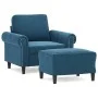 Sillón con taburete terciopelo azul 60 cm de , Sofás - Ref: Foro24-3201214, Precio: 204,82 €, Descuento: %